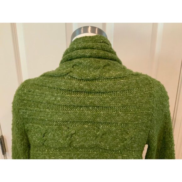 BCBG MAXAZRIA Green Rib/Cable Knit Long Sleeve Cardigan Sweater Size XS/S - Picture 8 of 10
